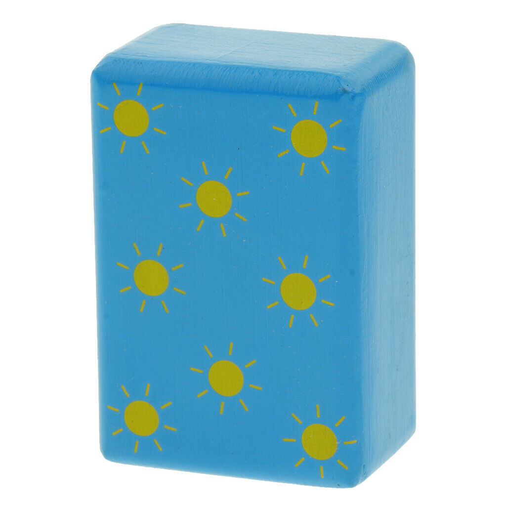 Wooden Cuboid Shaker Rattle for Baby Kids Early Developmental Toys Blue
