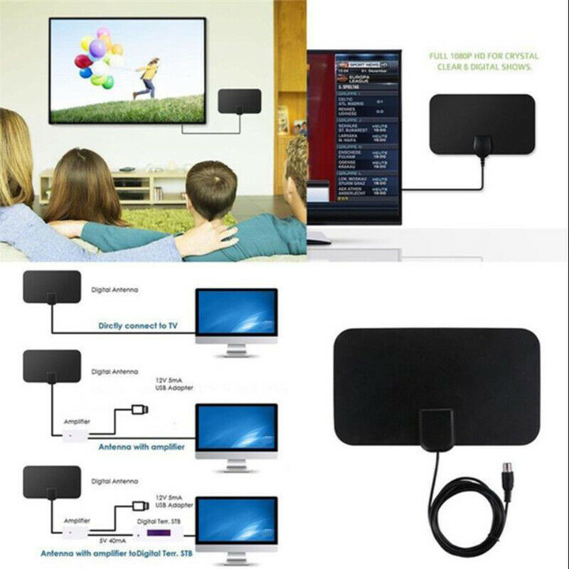1080P Indoor Digital TV Antenna HD HDTV Antena Cable DVB-T DVB-T2 VHF U.l8