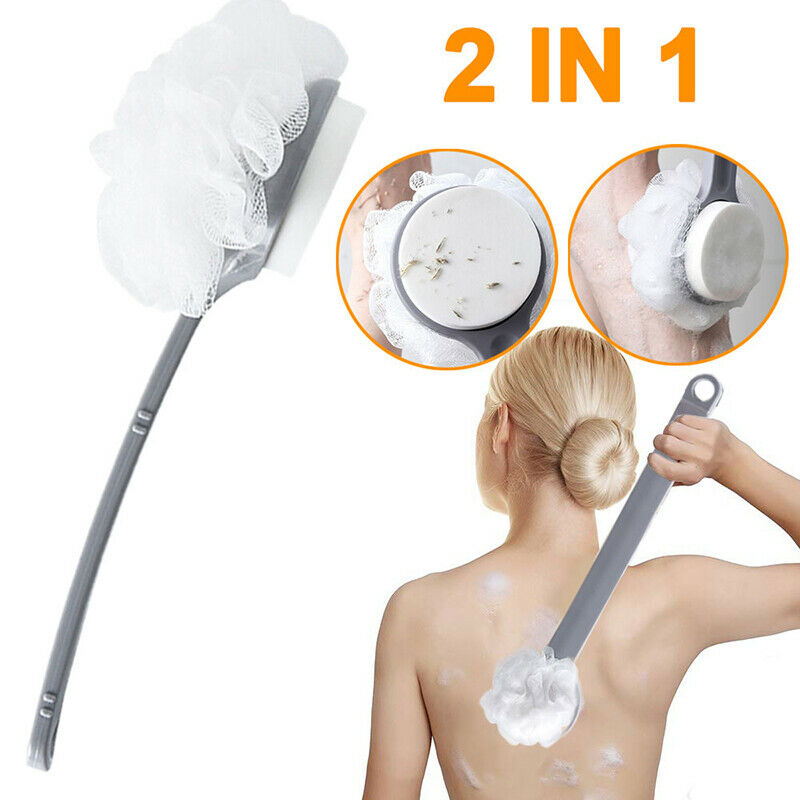 Sided Long Handle Body Shower Back Brush Skin Massage Scrubber Bath Spong.l8