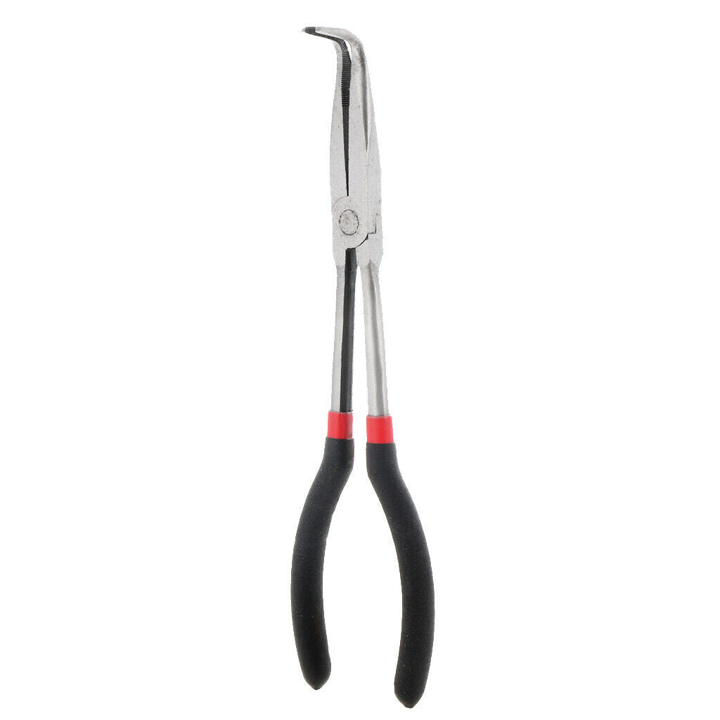 Home Hand Tools Curved Long Reach Needle Bent Nose Pliers 11 Inch 90-Degree