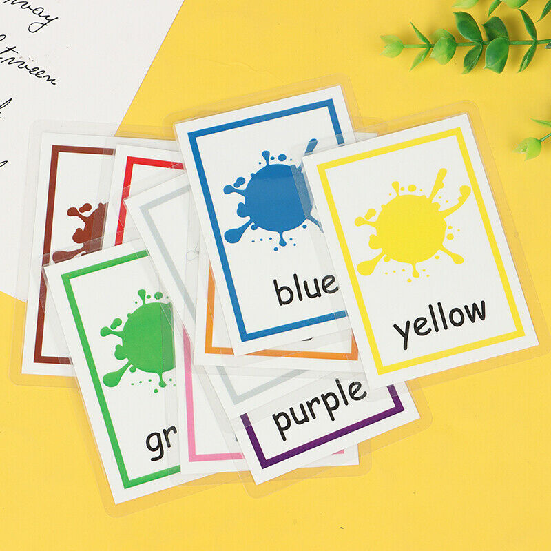 12Pcs Kids English Learning Word Cards Color Flash Card Children Color CogniFCA