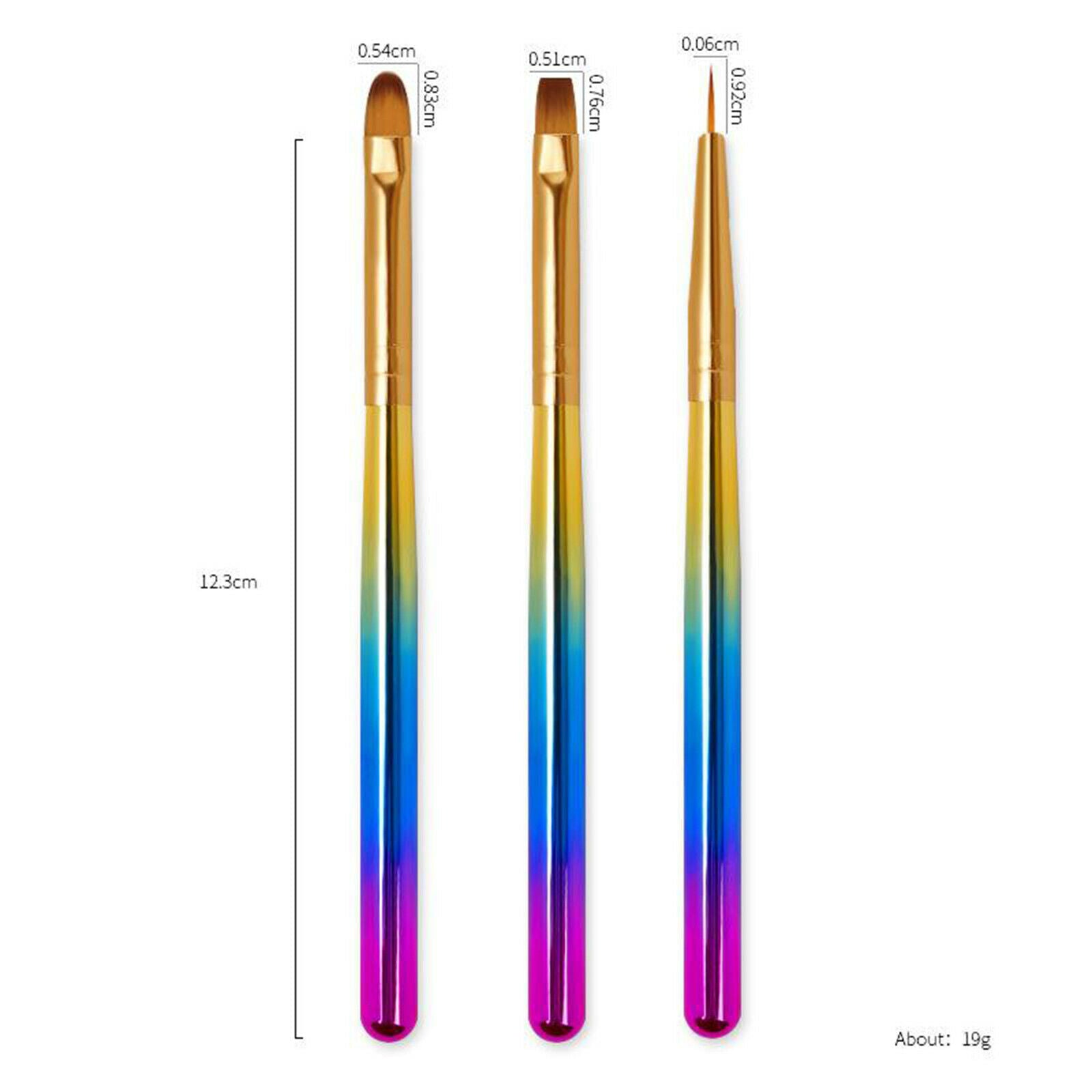 3 Pcs Nail Art Liner Brushes Set UV Gel Acrylic Nail Art Drawing Painting