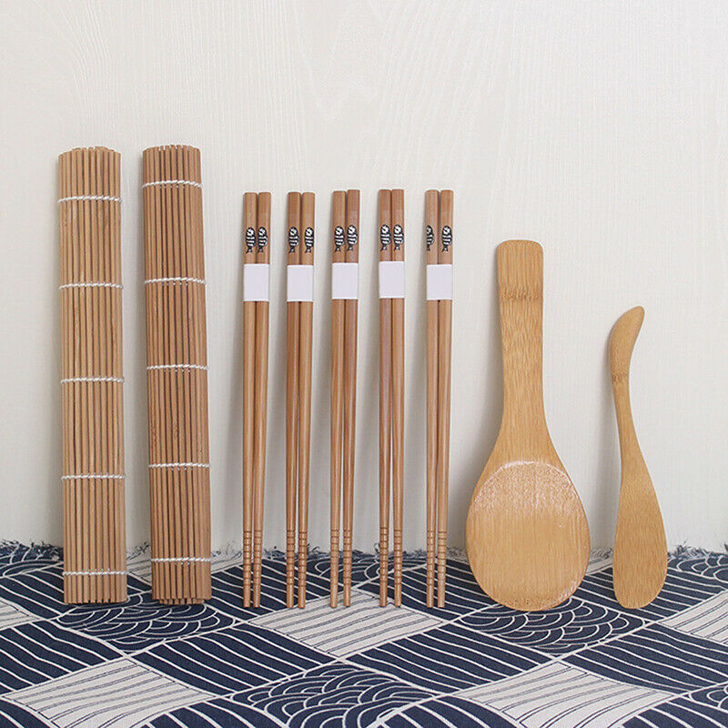 Bamboo Rolling Mats Sushi Maker Japanese DIY Rice Spreader 5Pairs Chopsti_AUBDA