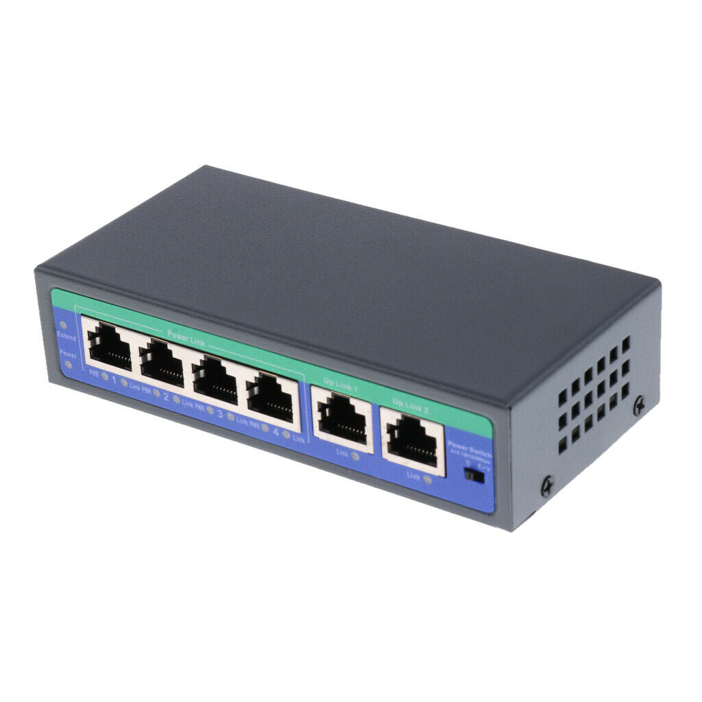 6-Port Fast Ethernet Switch 10/100Mbps 4Port & 2 Uplink PoE Switch - 802.3AF