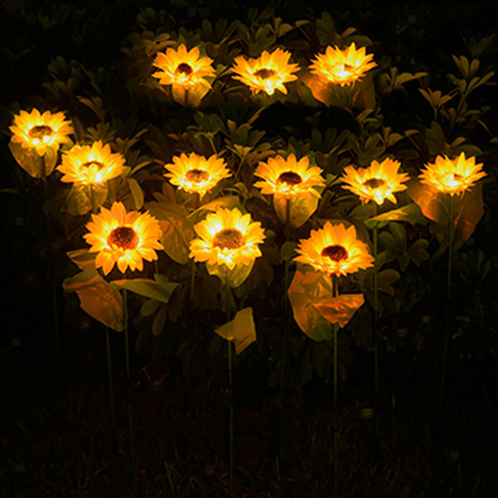 2x Yard Garden Solar Power Sunflowers Lights Stakes Lawn Pathway Patio Decor