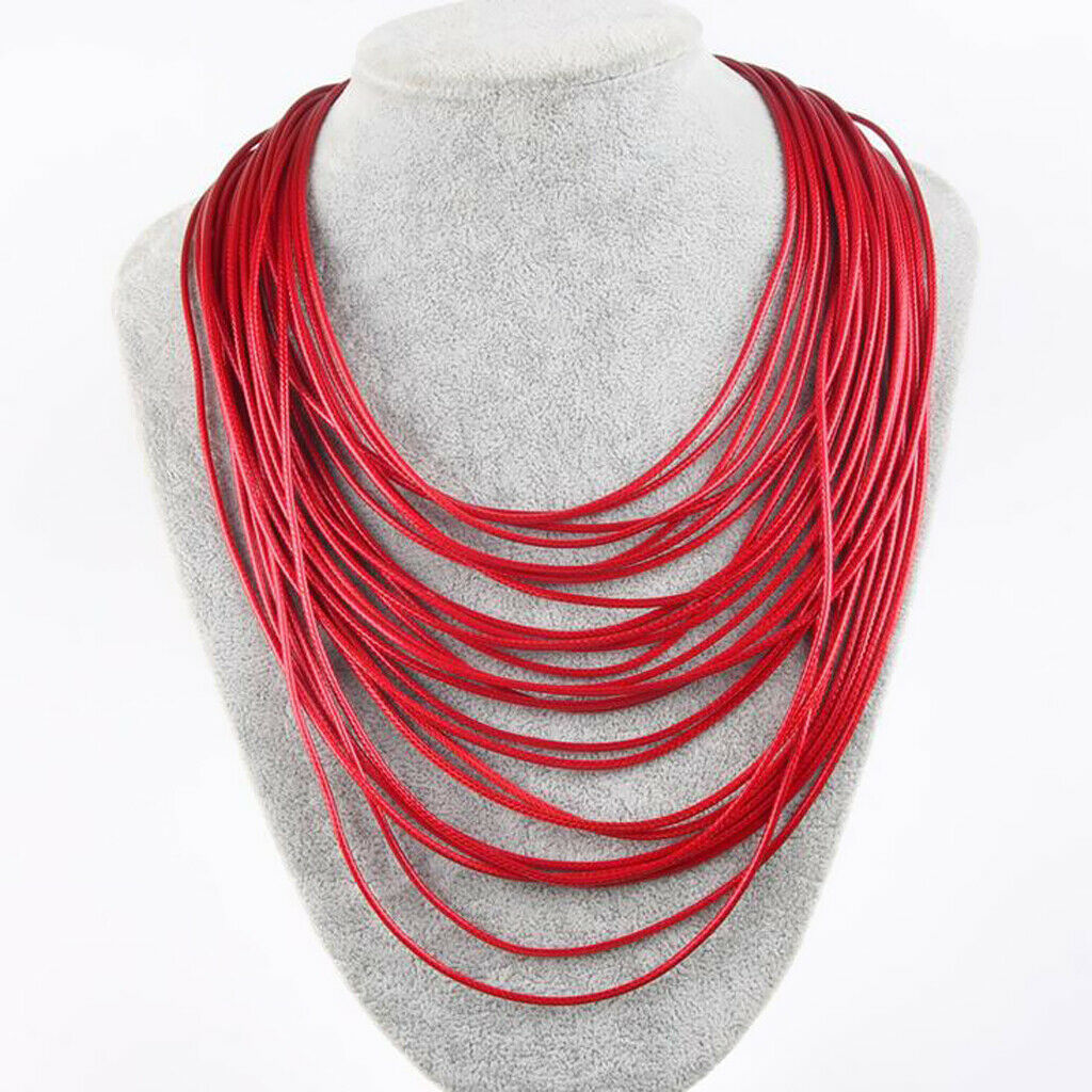 Unique Multilayer Tassel Leather Statement Necklace Bib Women Accessory Red