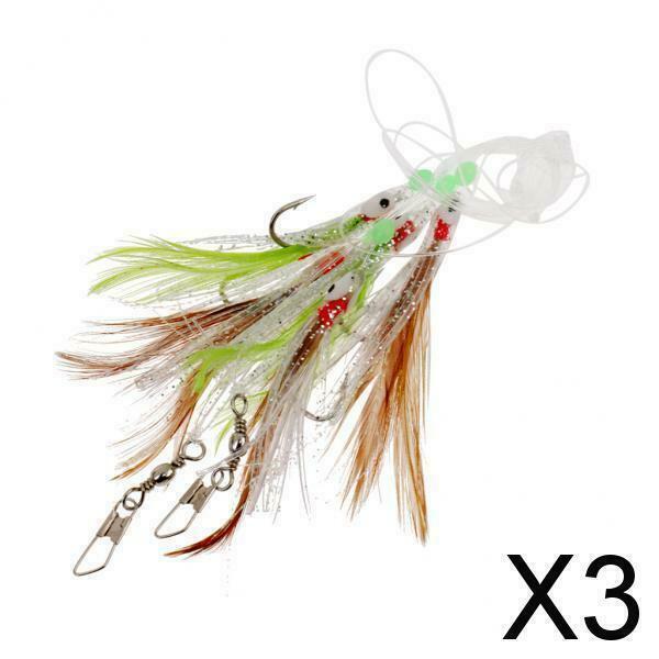 3X Sabiki Fishing Lure Rigs Bait Jigs Lure Soft Lure String Crystal Barbed Hook