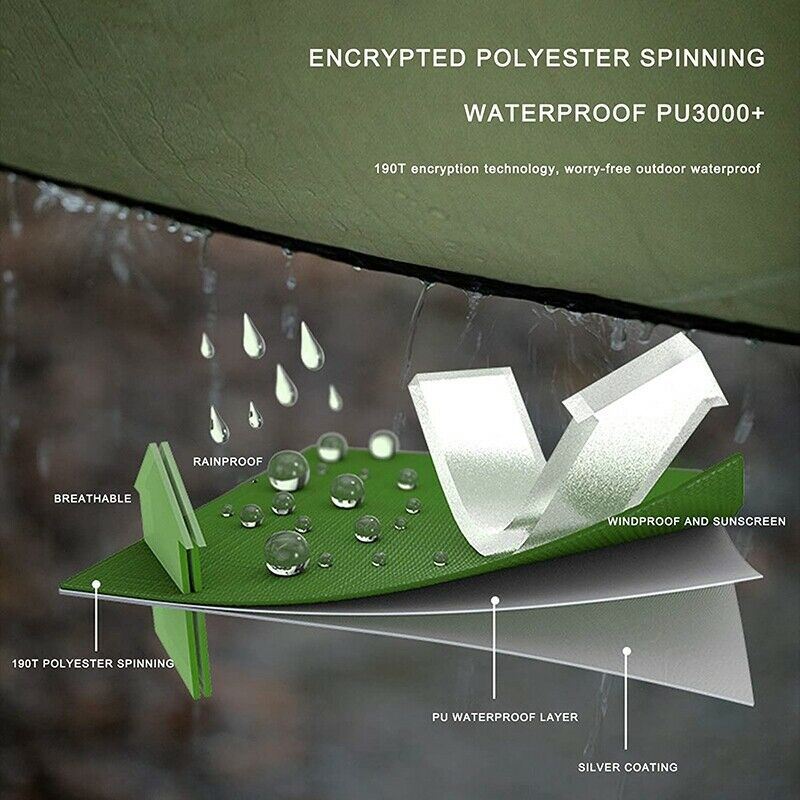 Camping Tarp Waterproof Hammock Rain Fly Cover Waterproof Tent Picnic Mat TeY9F1