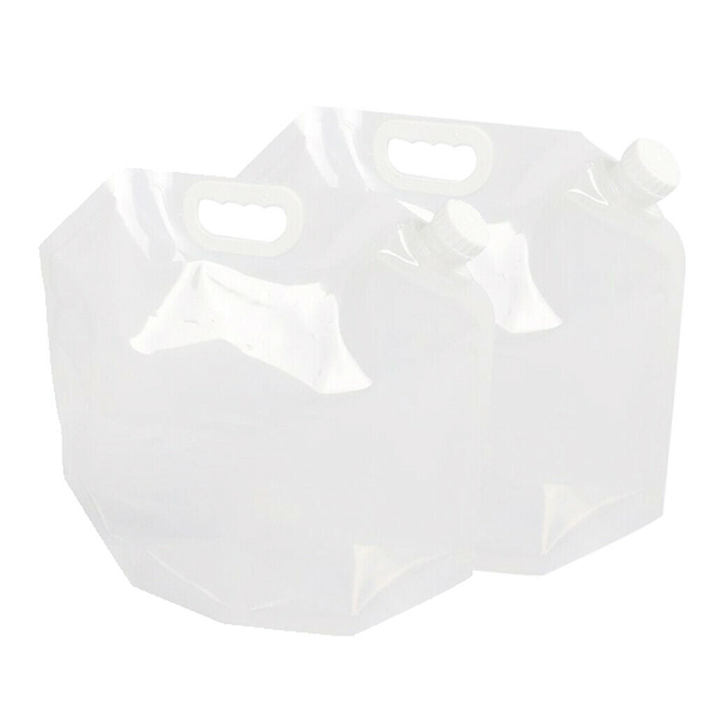 2Pcs Clear 10L Folding Water Tank Bag for Sport BPA Free Plastic Storage Jug