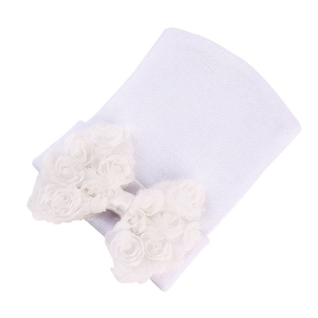 2pcs 0-6 Months Newborn Baby Infant Girl Bowknot    Beanie Hat
