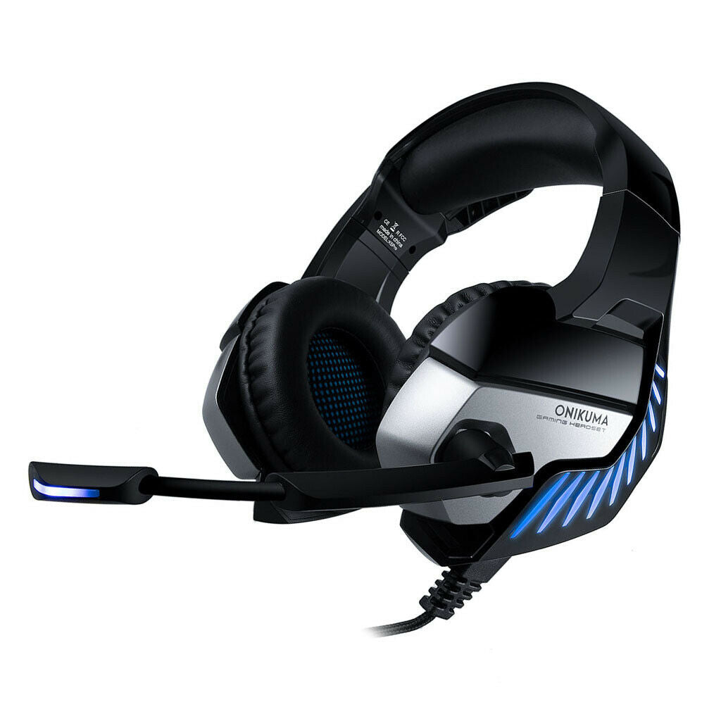 3.5mm Stereo Game Headphone Headset Earpiece with Mic for Desktop MP3 Blue