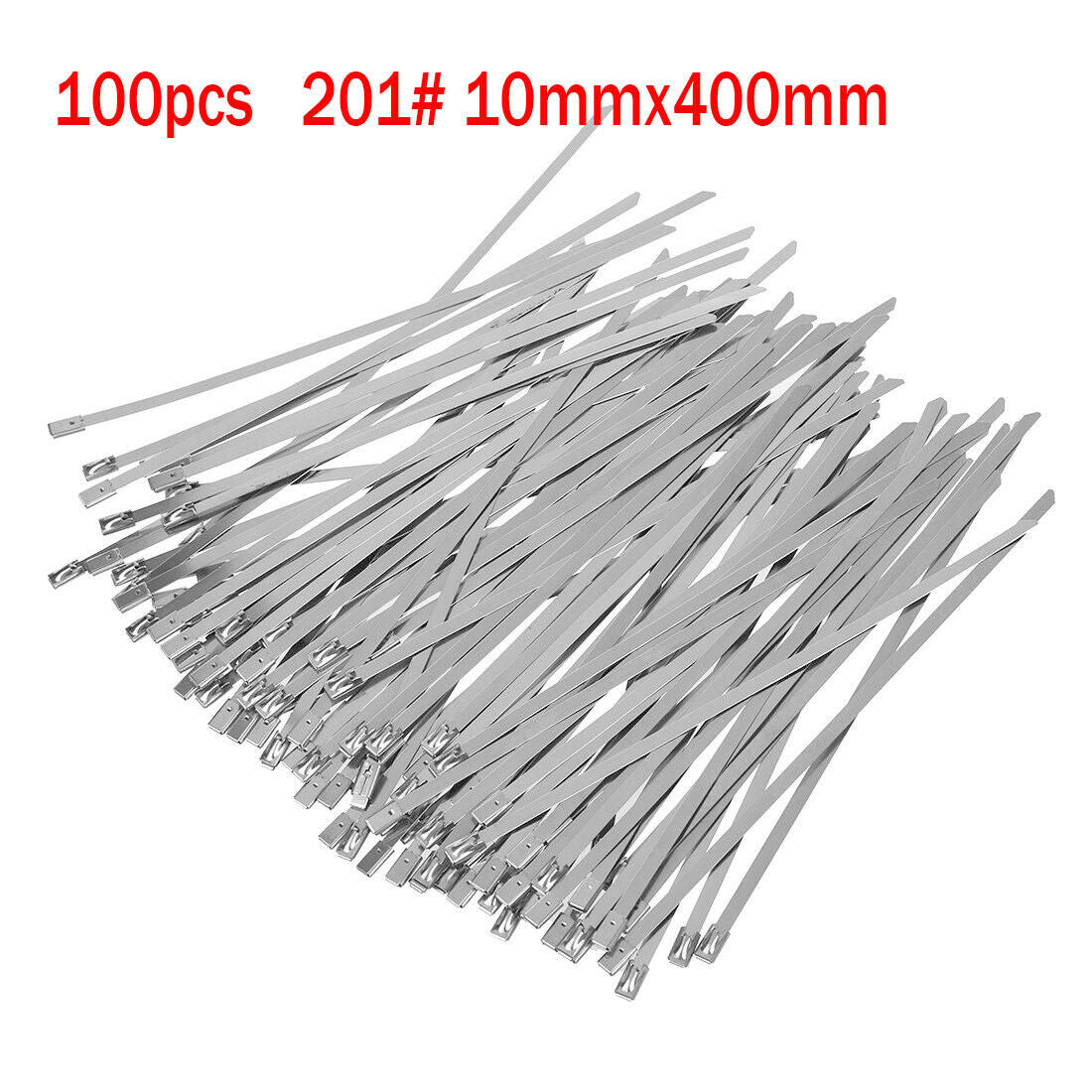 100X 400mm Stainless Steel Metal Cable Wire Ties Zip Tie Wraps Exhaust Straps