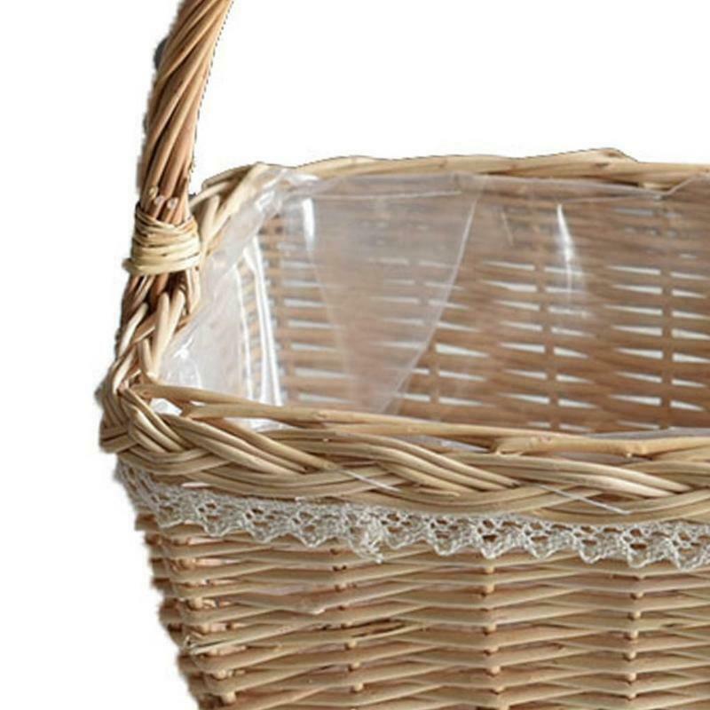 Rattan Outdoor Rectangular Picnic Basket Country Style Hand Woven Hamper Liners