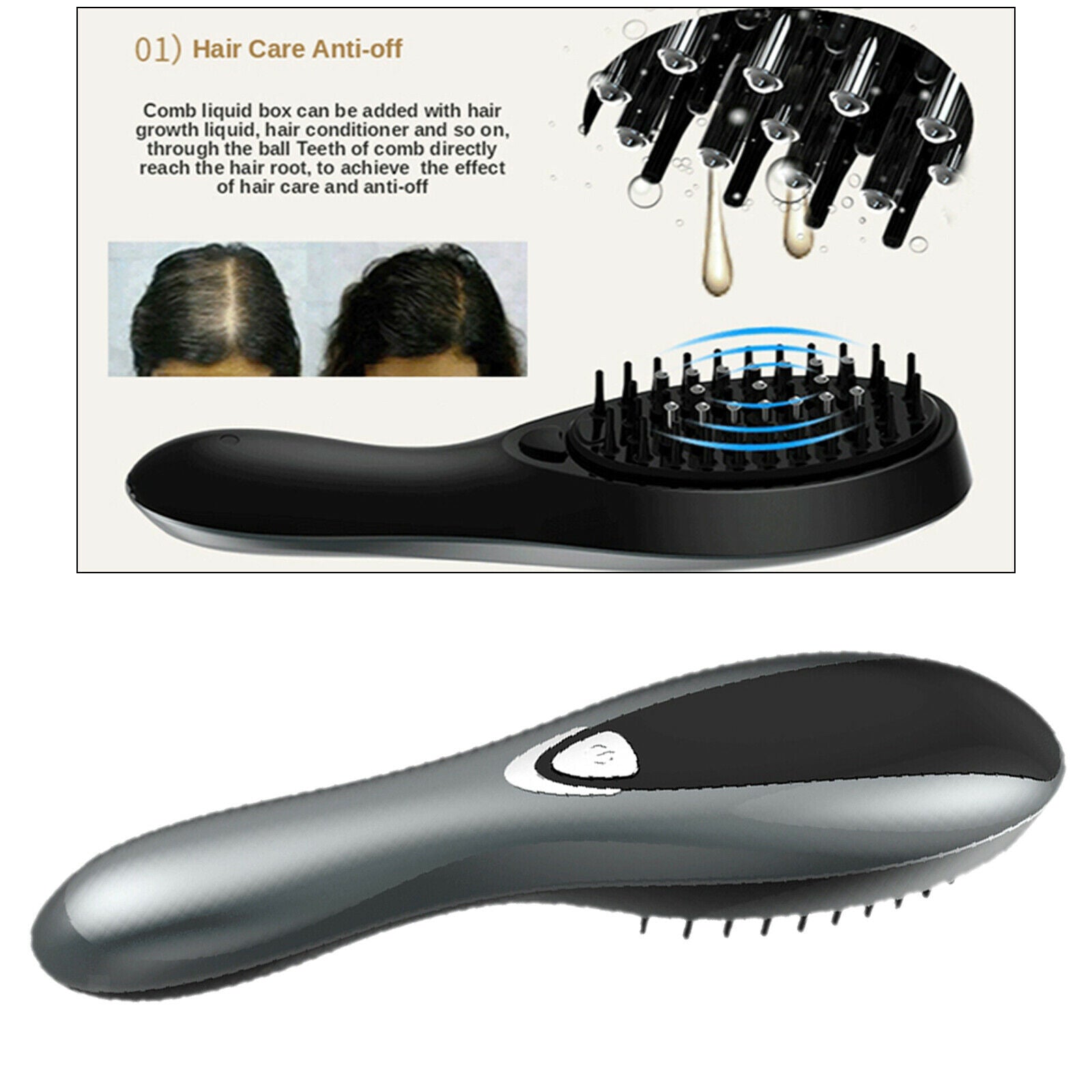 1pc Portable Electric Massage Comb Liquid Guiding Comb 3 Speeds USB Charging