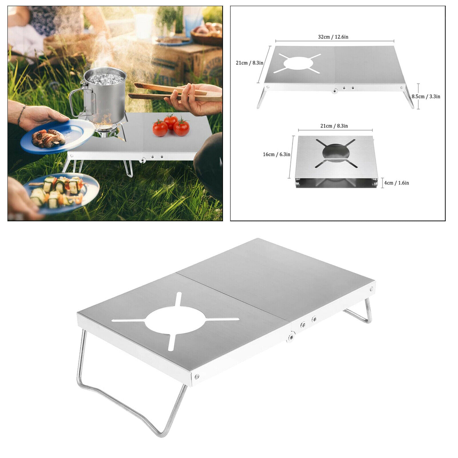 Folding Table Camp Gas Stove Stand Grill Desk For Hiking Backpacking Travel