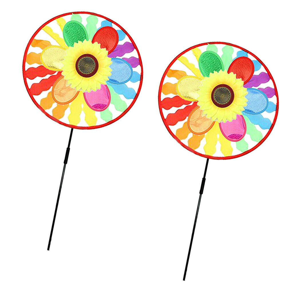 2 pieces Windmill Wind windsocks Sunflower Rainbow Whirligig Wheel Home Yard