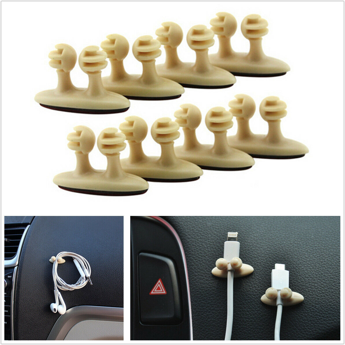 8x Car Wire Cord Cable Holder Tie Clips Line Fixer Tidy Organizer Drop Adhesive