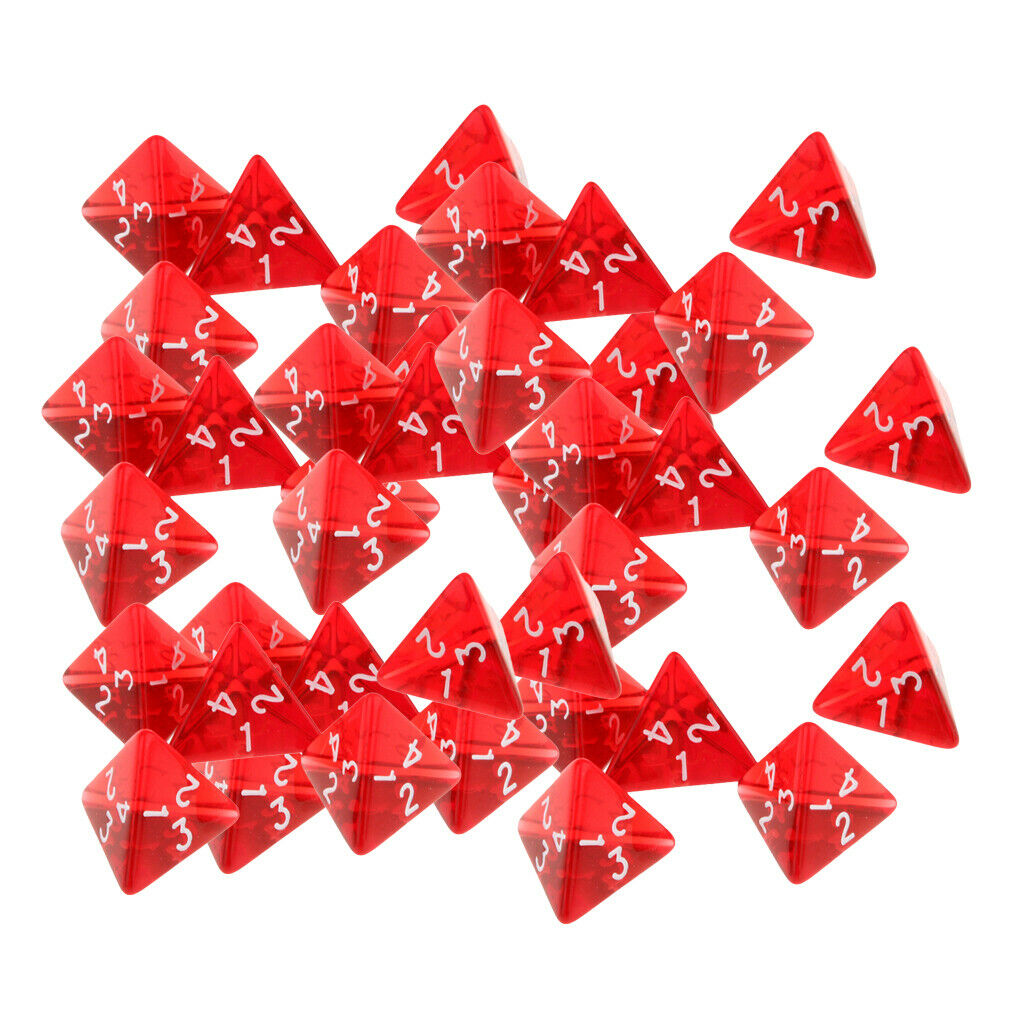 40x 2cm Acrylic D4 Role Playing Dices for DND RPG Table Game Casino Supplies
