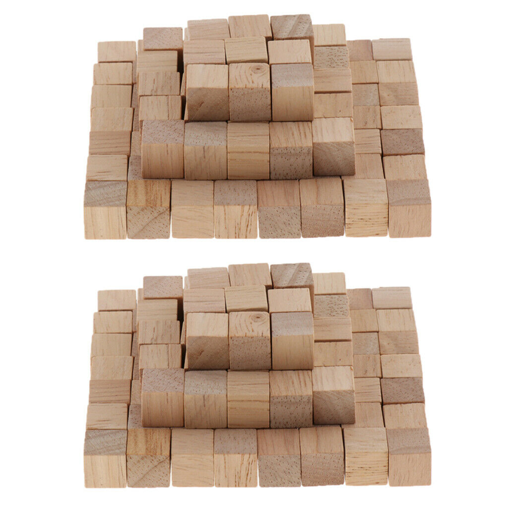 200 Pieces of Construction Wooden Natural Cubes Square Blocks