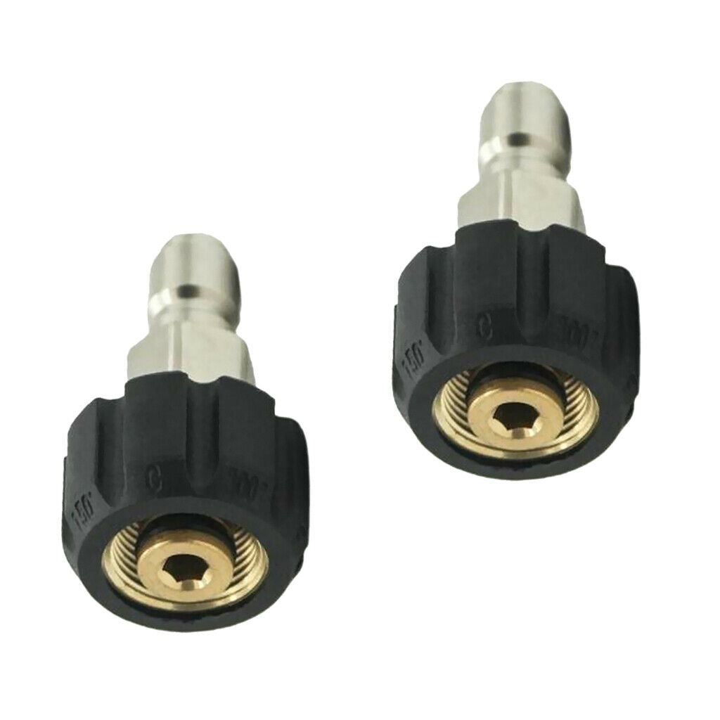 2x Quick Release Female Connector For Pressure Washer 14mm M22x 1/4'' Male