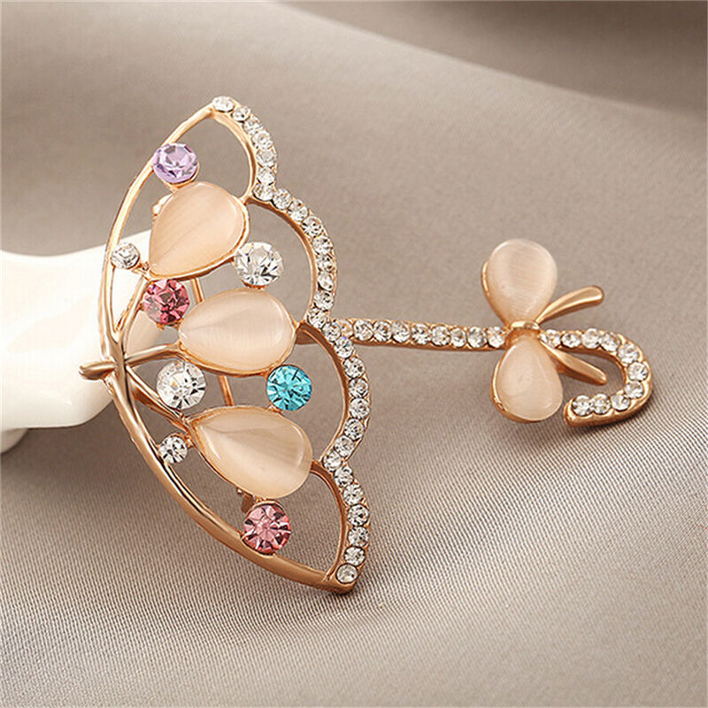 Opal And Rhinestone Umbrella Brooch Pin Cute Korea Style Brooches For Women f Qx