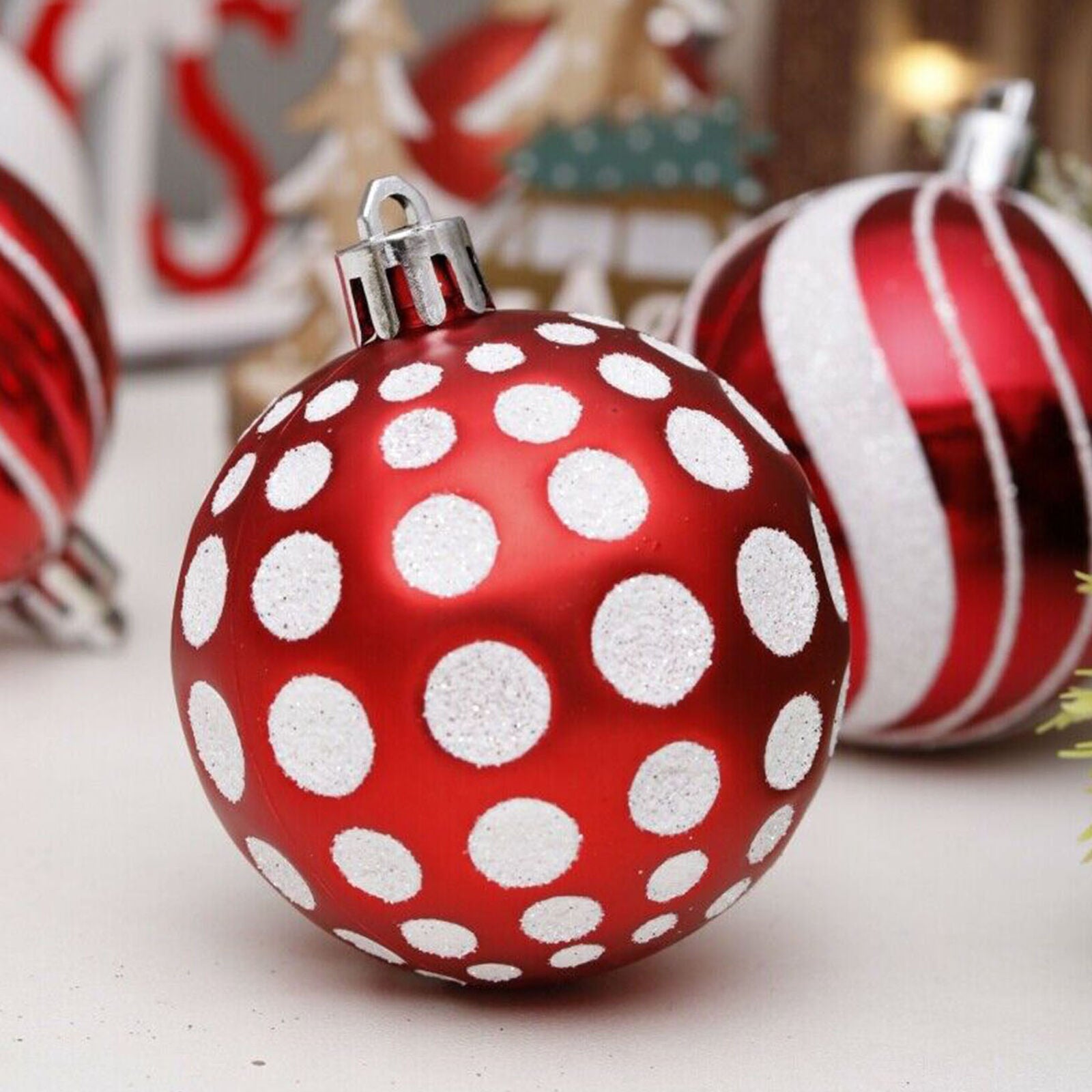 30Pcs Glitter Bright Christmas Tree Balls Ornament Baubles Xmas Party Decoration