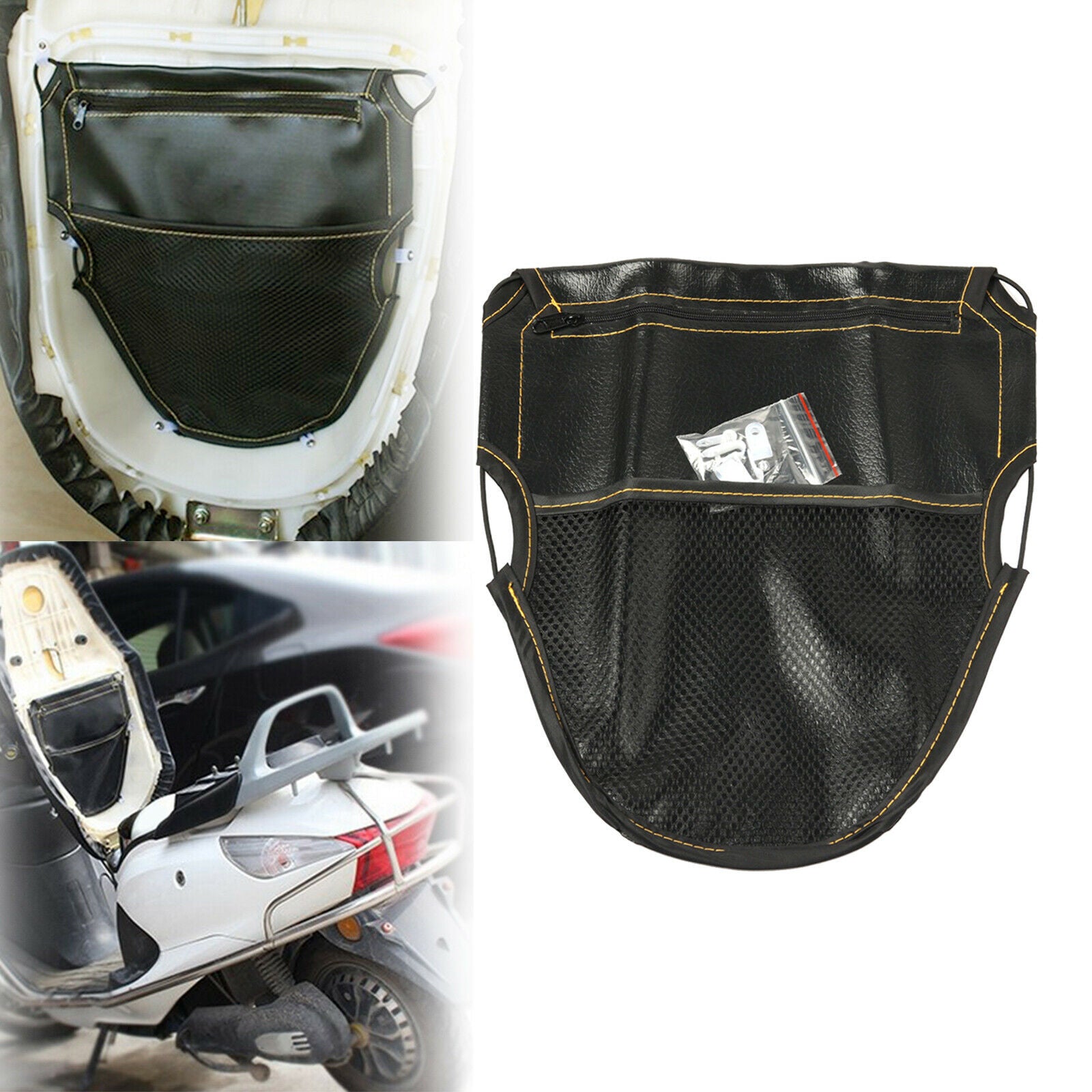 Black Motorbike Motorcycle Under Seat Cushion Storage Pouch Bag Case Durable