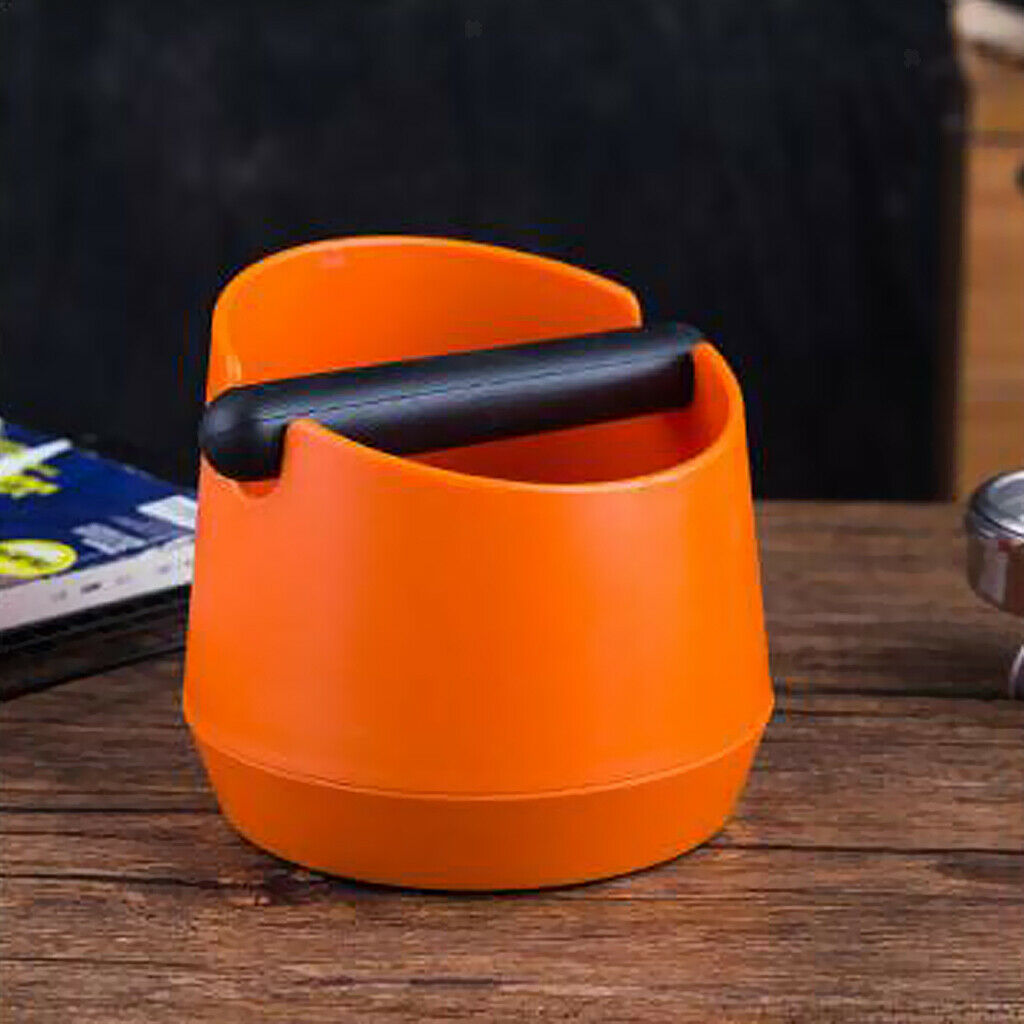 Coffee Knock Box with Handle Bucket Espresso Grinds Tamper Waste Bin Orange