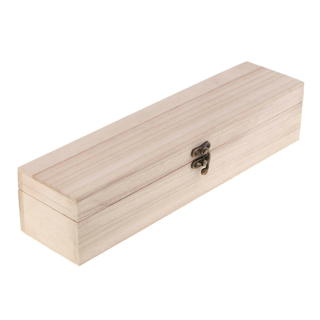 4Pc Unfinished Unpainted Wooden Storage Box Case Organizer Jewelry Box with Lock
