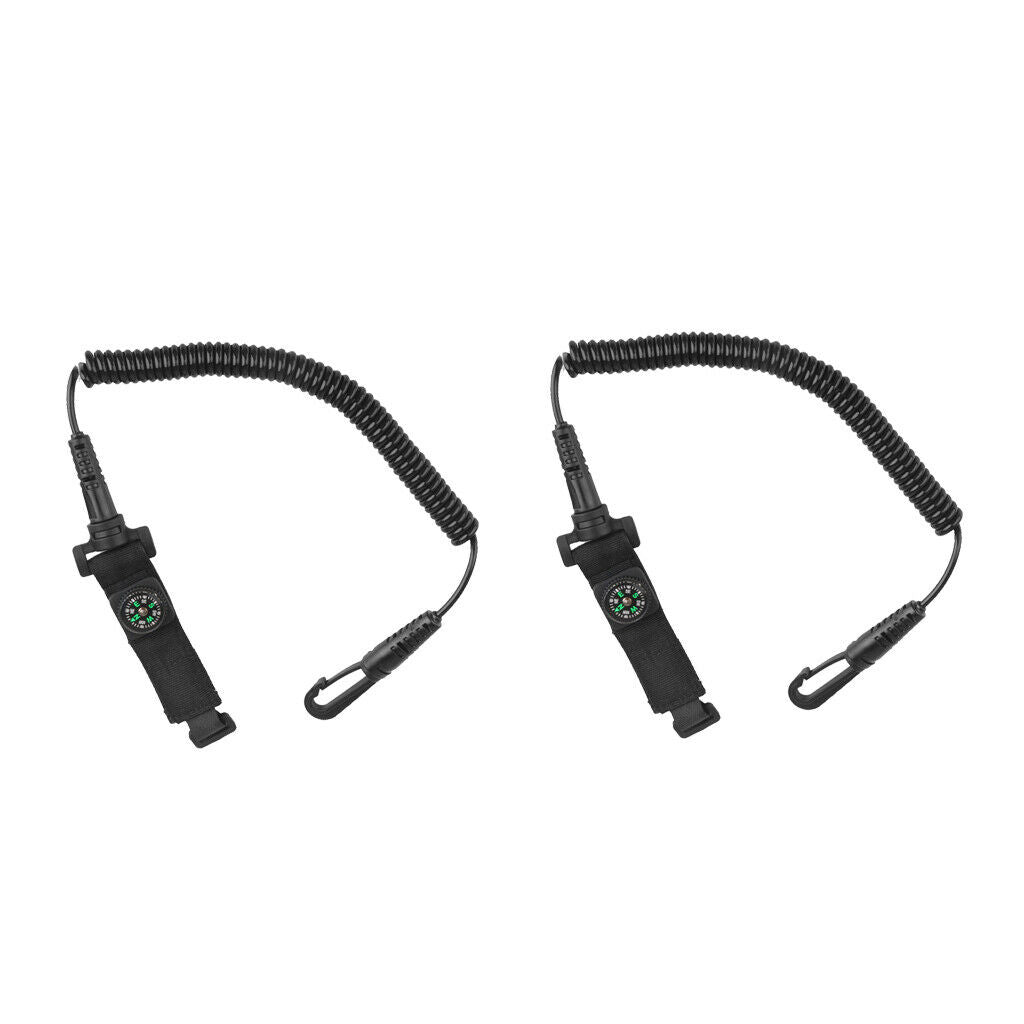 2Pcs 20" Kayak Canoe Boat Paddle Leash Oars Tether Clip Rod Holder & Compass