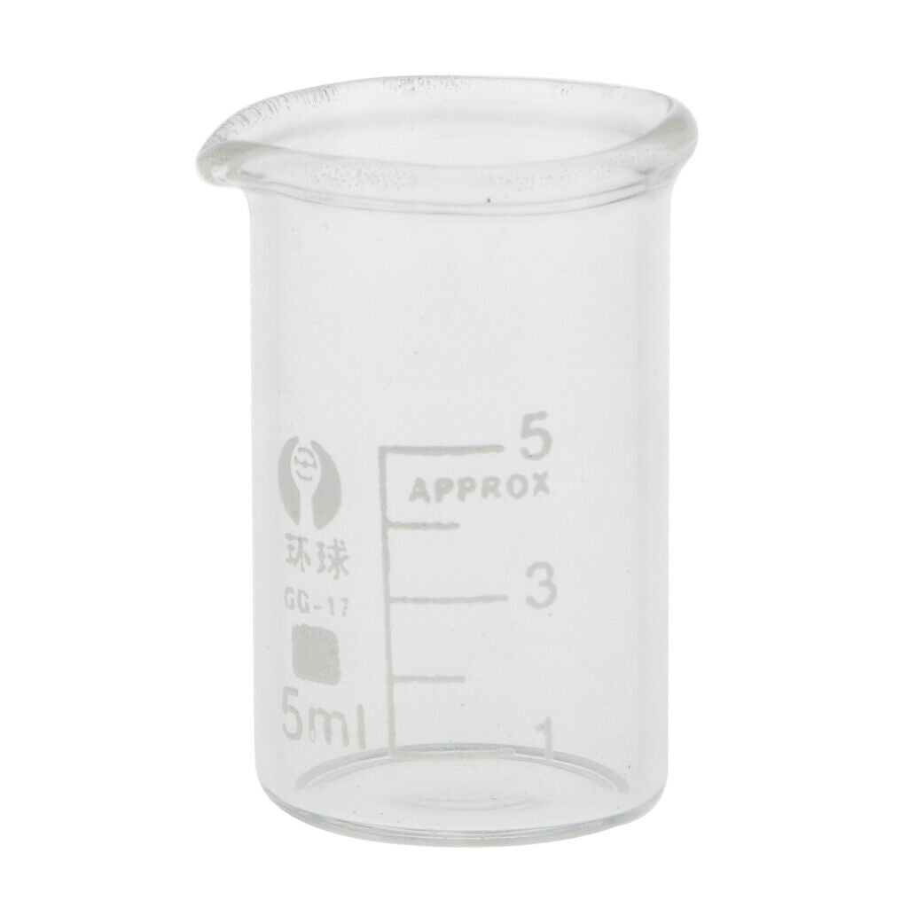 Glass Beaker 5 10 20 25 50ml Borosilicate Measuring Chemistry Glassware