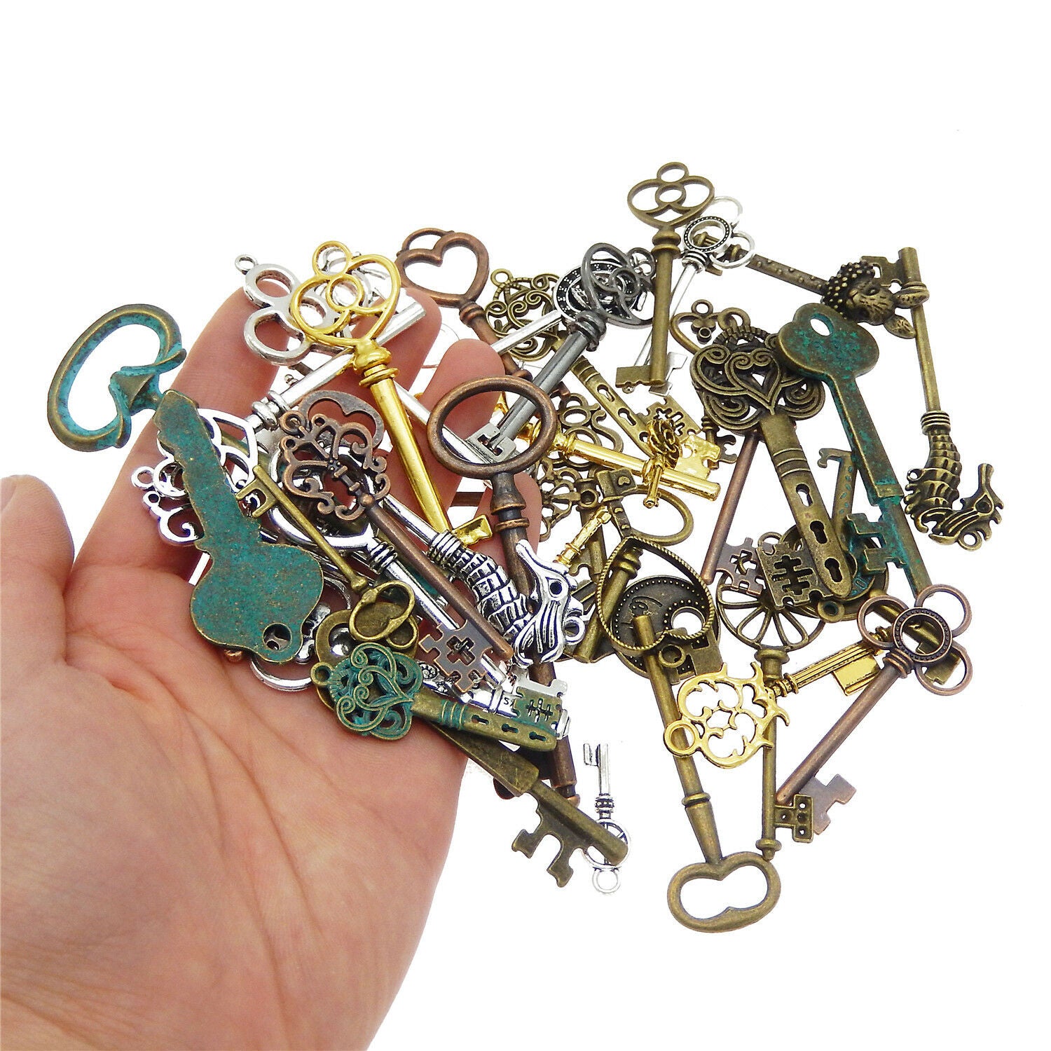 10-pack Retro Alloy Key Pendants Assorted DIY Crafting Jewelry Making Findings