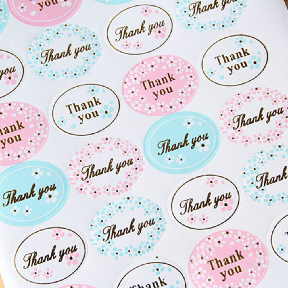 2X Golden Thank You Oval Stickers Labels Sealing Wedding Party Favors .l8