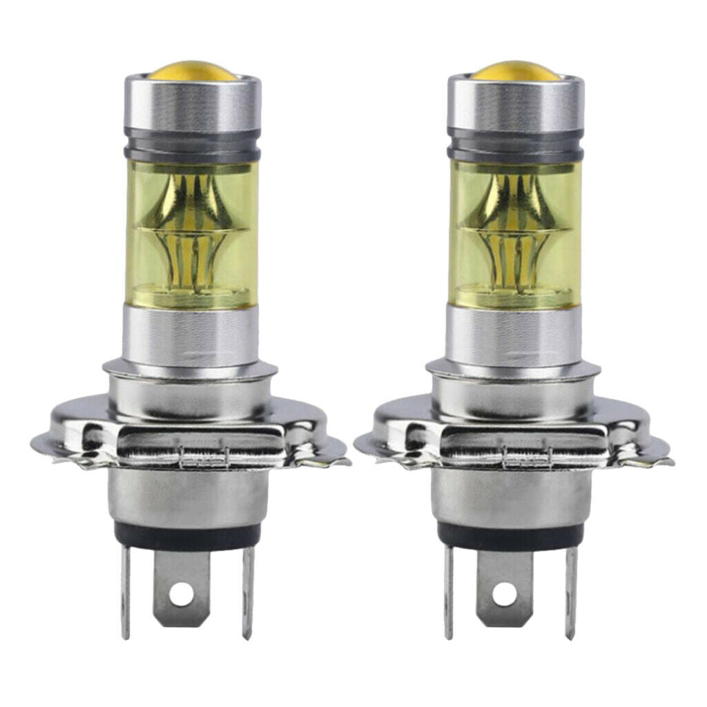 Pair H4 100W 4300K LED Yellow Foglight Bulbs DC 12V Daytime Running