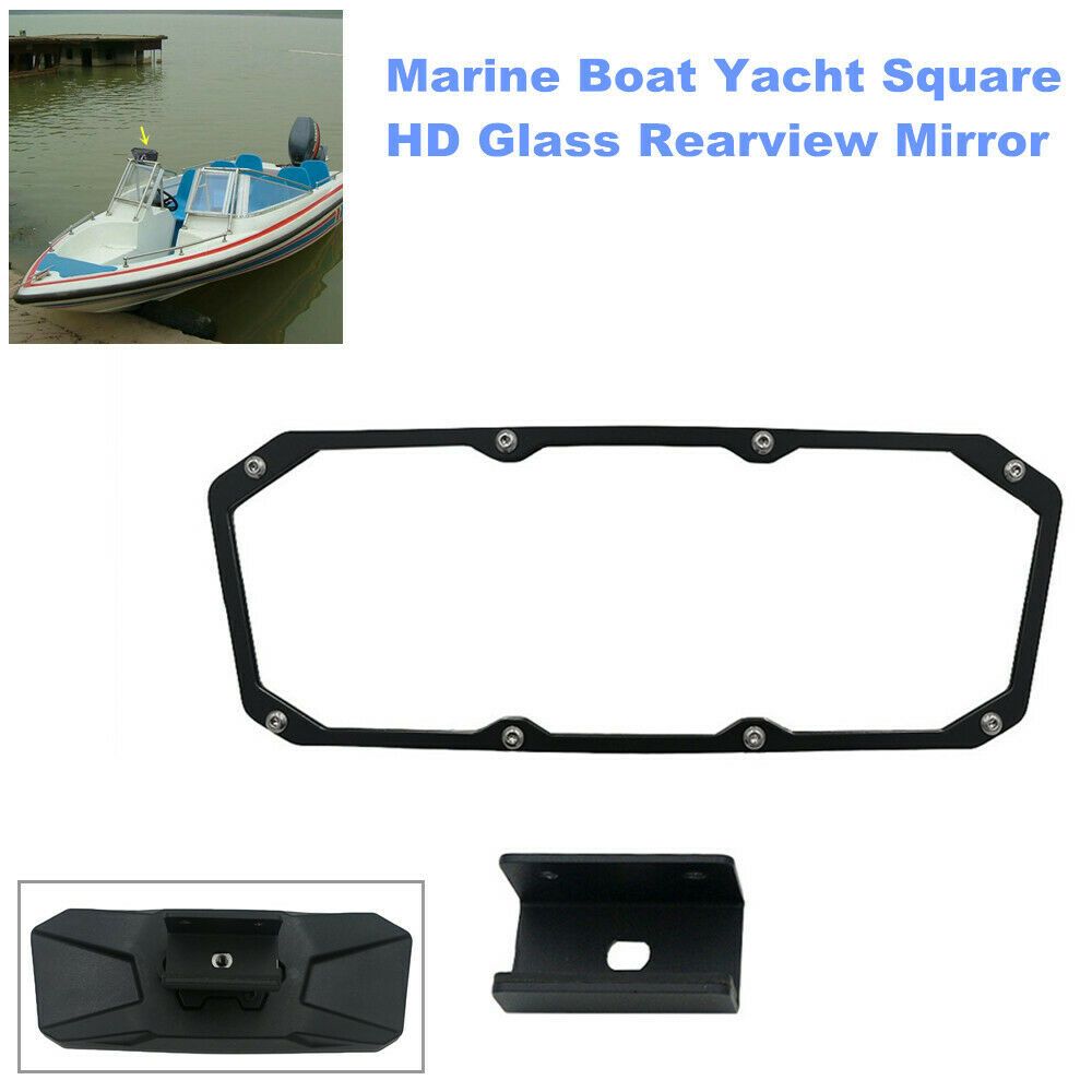 Marine Boat Yacht Square HD Glass Rearview Mirror Rear View Wide Angle Safety