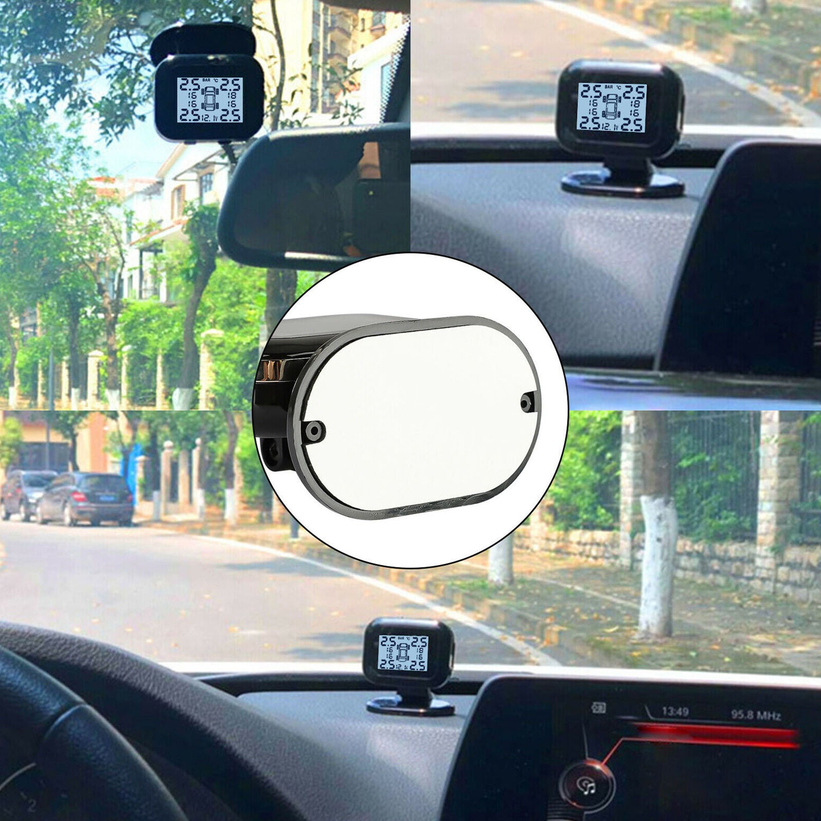 Wireless USB TPMS LCD Car Tire Pressure Monitoring System + 4 External Sensors