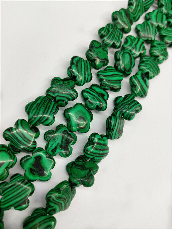 1 Strand 16x6mm Green Malachite Snowflake Flower Spacer Loose Beads 15.5" HH97