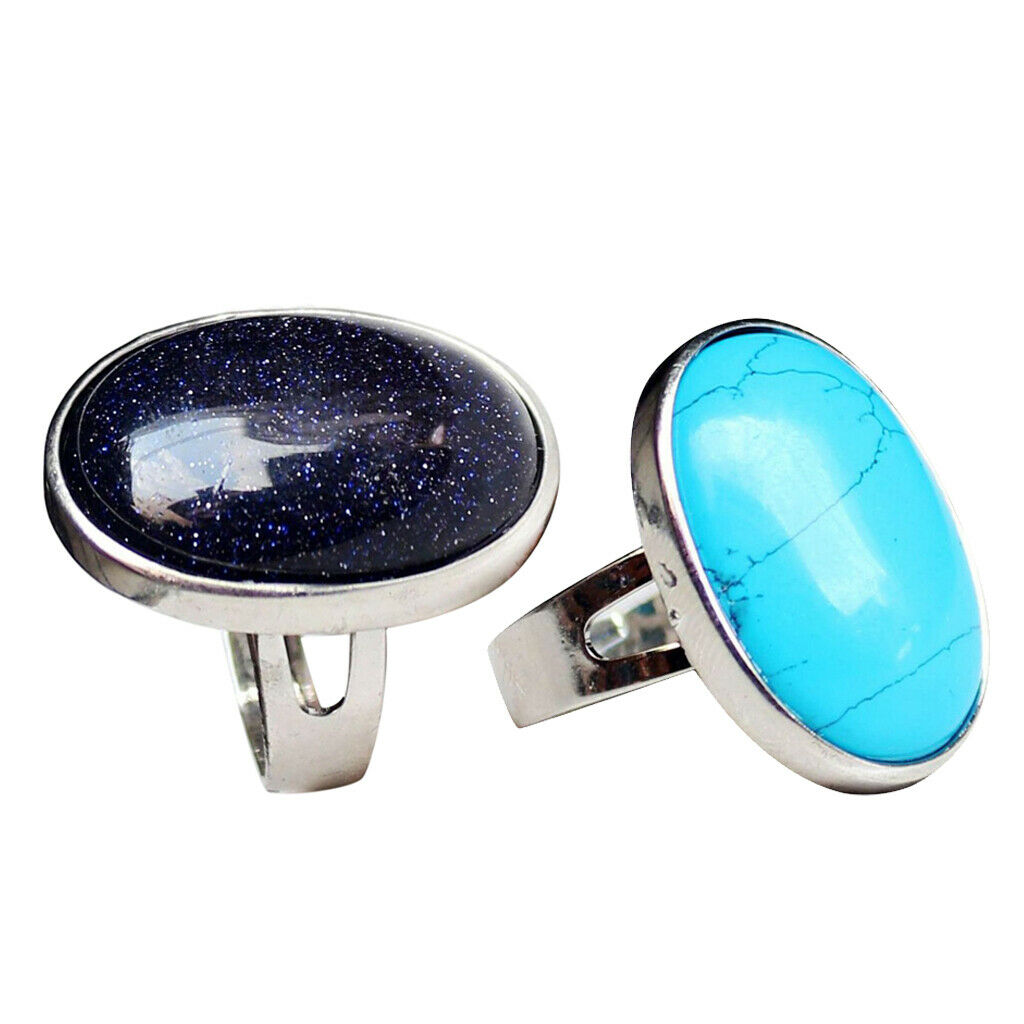 2 Pieces Womens Ladies Exquisite Opal Band Wedding Engagement Ring Jewlery Gift