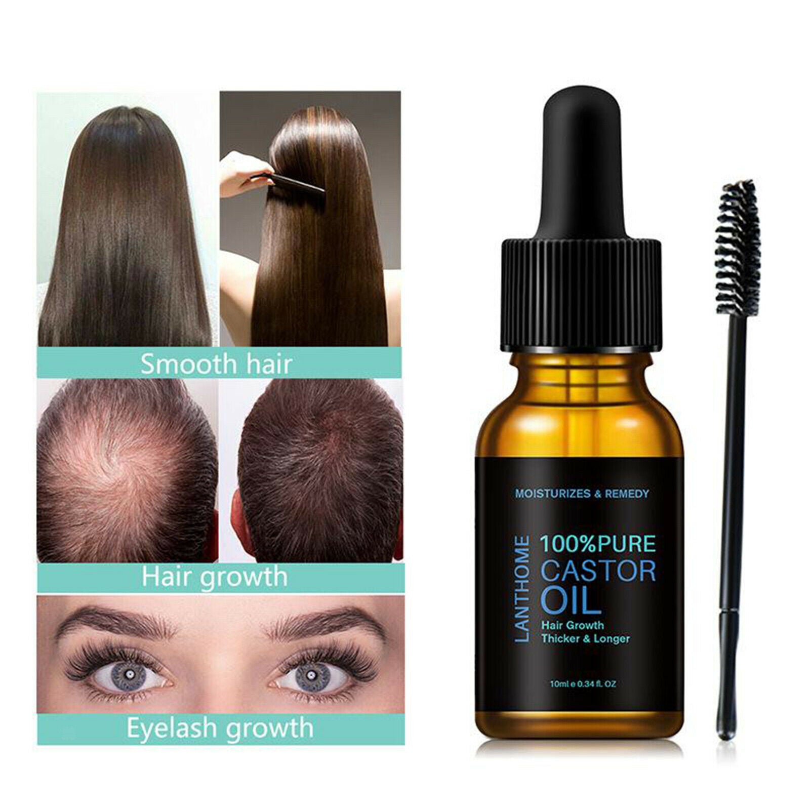 Hair Regrow 100% Pure Castor Oil Hair Essential for Eyelashes Growth Thicker