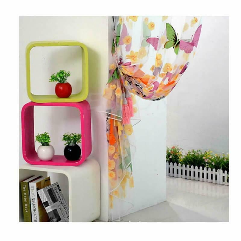 New Butterfly Print Sheer Curtain Panel Window Balcony Tulle Room Divider