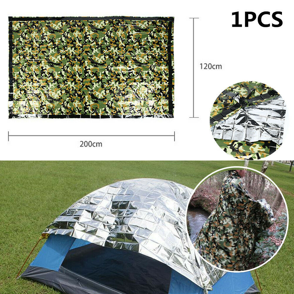 Camouflage Waterproof Reusable Emergency Sleeping Bag Thermal Camping Warm Pad