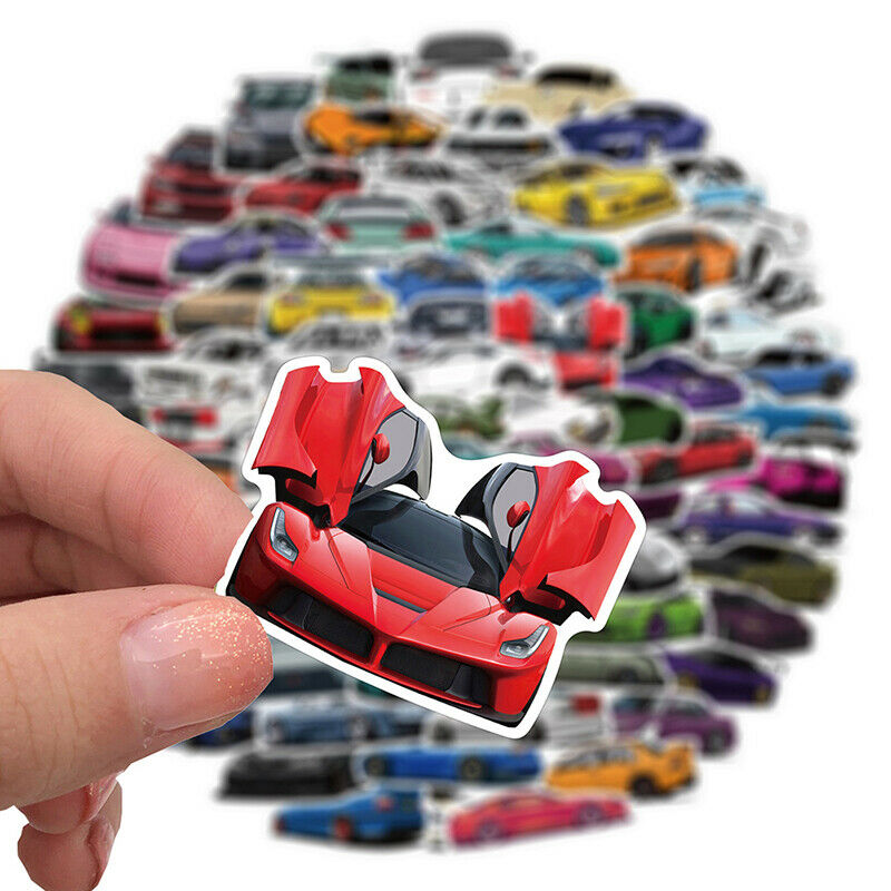 50pc Cartoon Modified Performance Car Stickers Snowboard Laptop Luggage G.l8