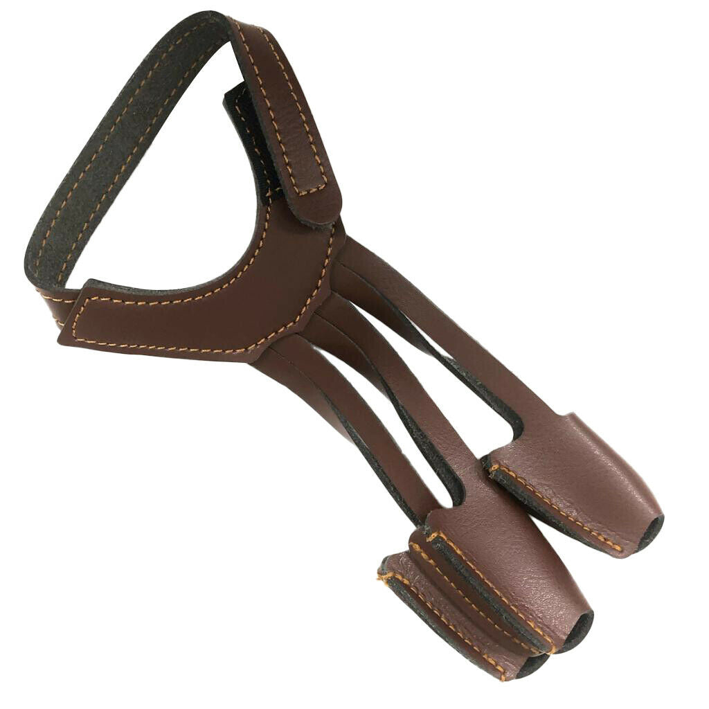Leather 3 Finger Archery Glove Outdoor Hunting Finger Tab Guard Protector