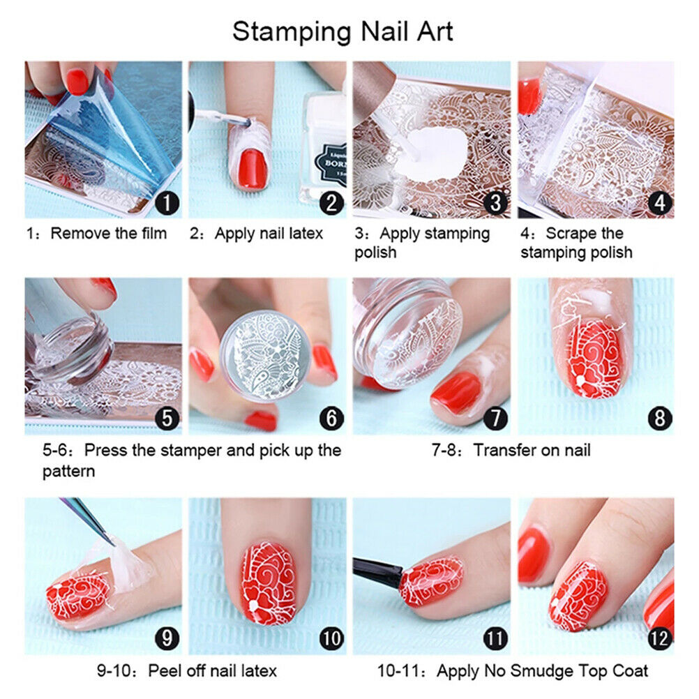 Clear Silicone Nail Art Stamp Set with Lid and Scraper Nail Art Stamper Scraper