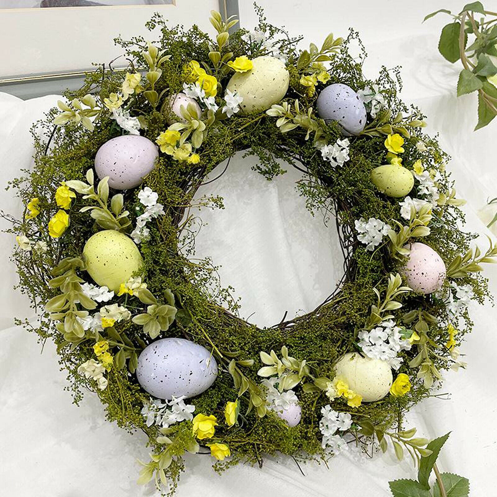 Easter Egg Wreath 35cm Artificial Plants Garland Wall Wedding Decor Sign