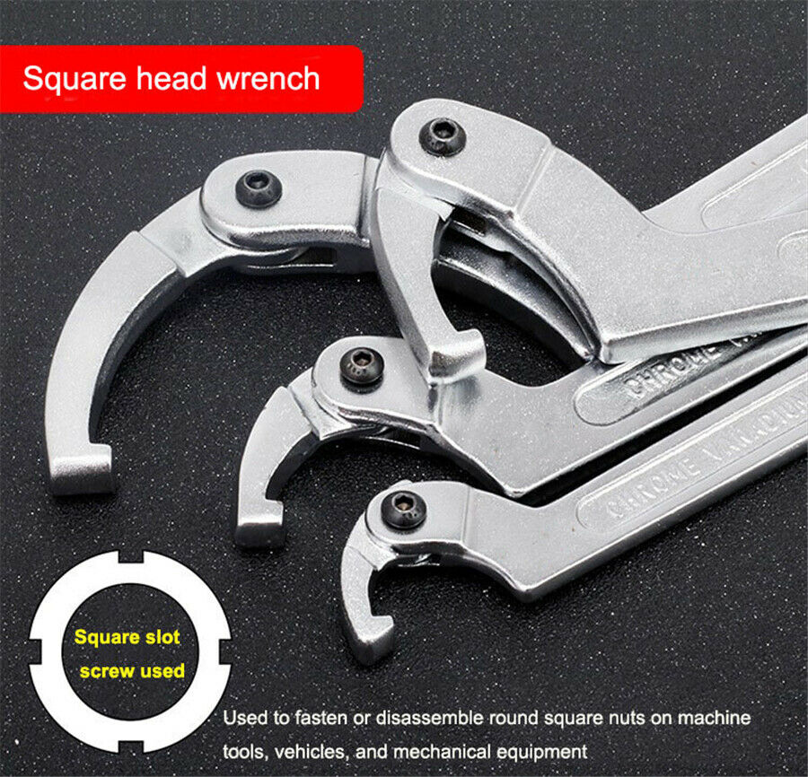 Adjust Hook Wrench C Spanner Tool Square Head 8Inch 1 1/4"-3" 32-76MM Suspension
