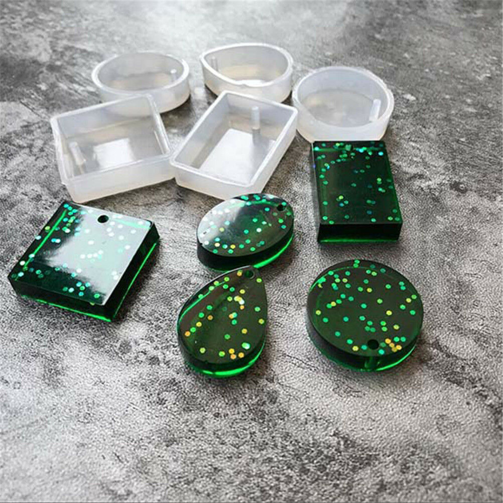 5X Shape Silicone Gem Charm Pendant Mold Jewelry Making Tool with Hanging.l8