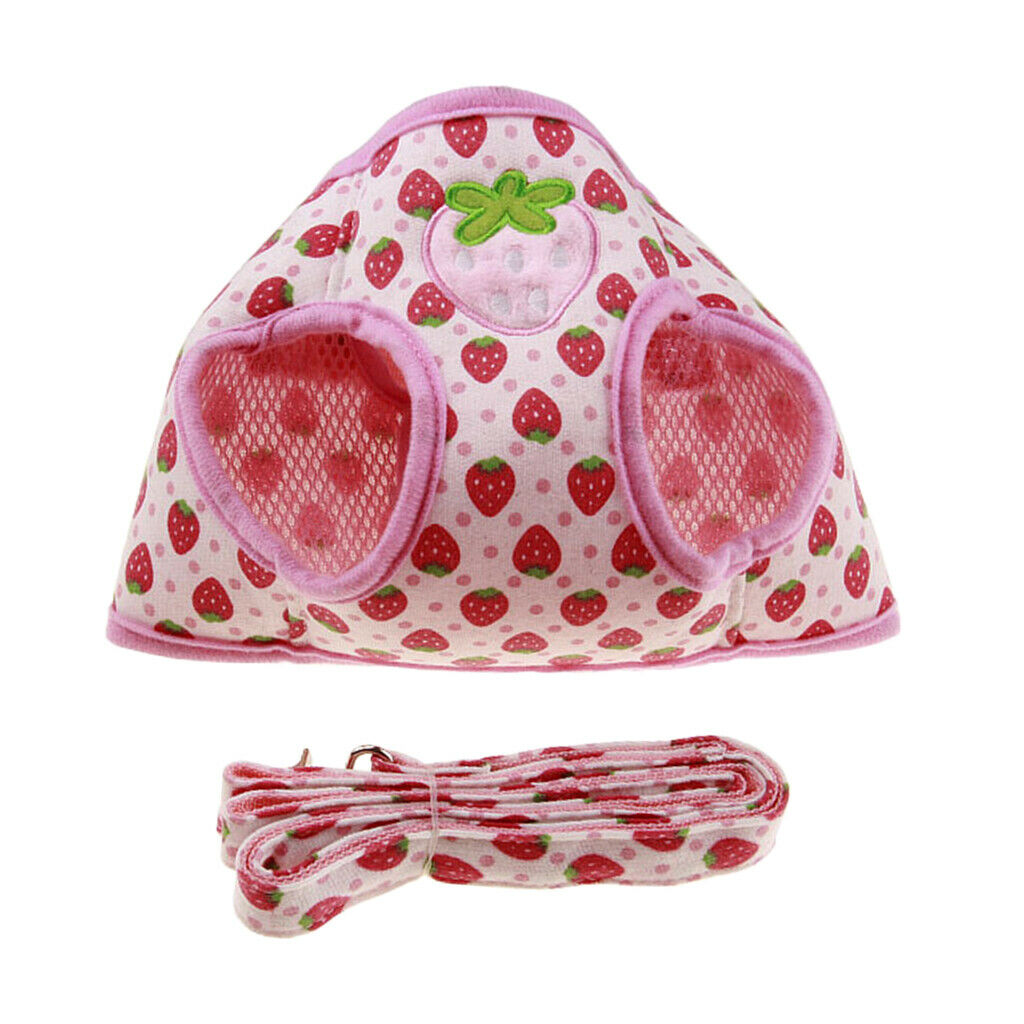 Pet Dog Walking Vest Harness Puppy Leash Training Chest Straps Strawberry L