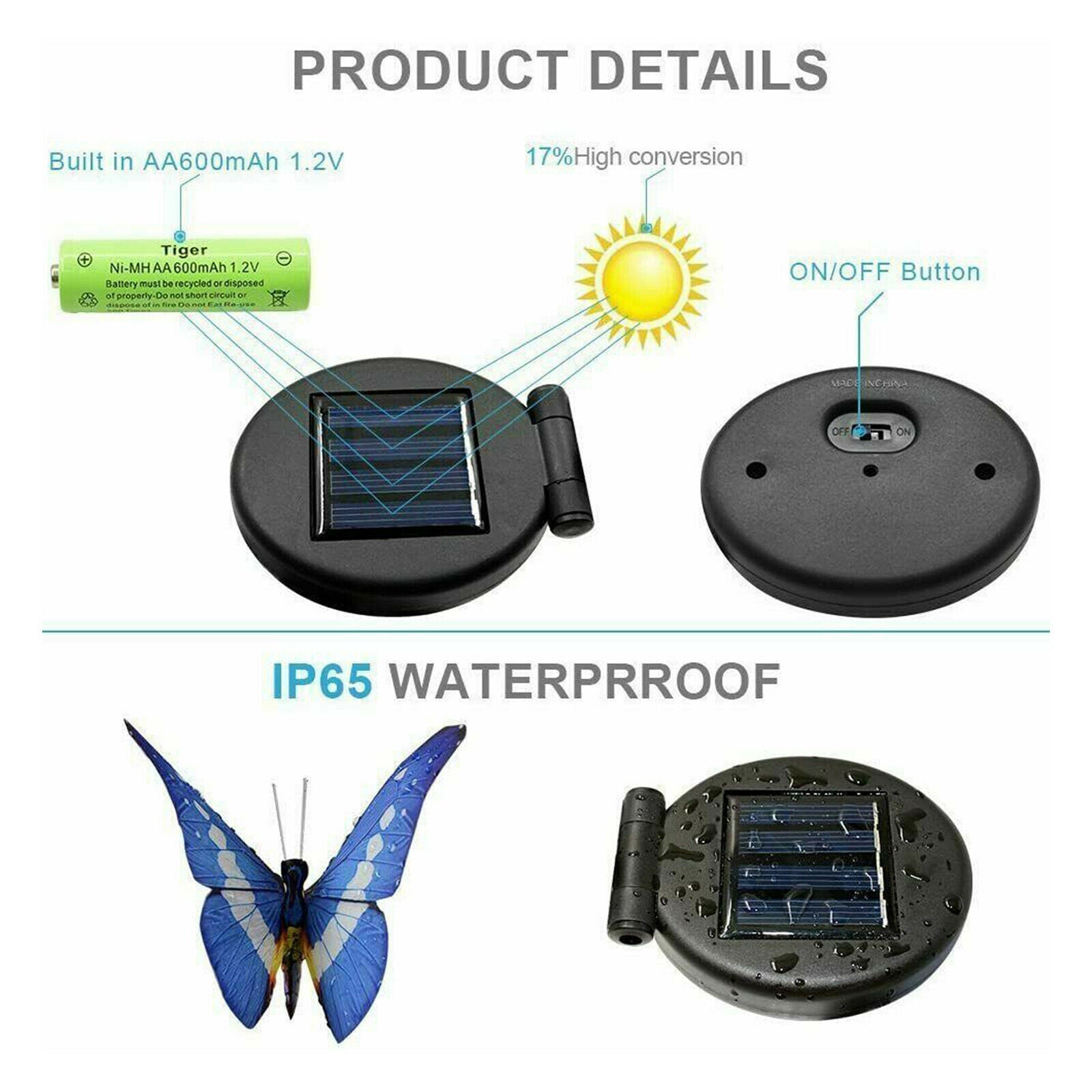 Outdoor Solar Butterfly Garden Lights Yard Lawn Ground Light Holiday Lamp