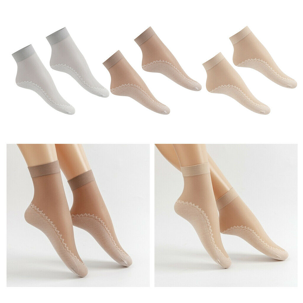 60pcs Lady Nylon Silk Summer Socks Ultrathin Anti-Slip Short Crew Socks